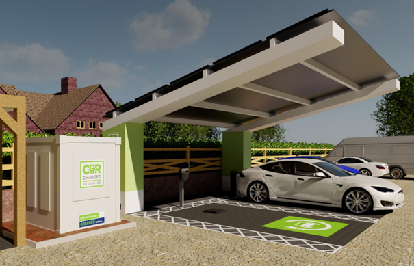 Solar Carport including Solar PV with a Battery Storage System